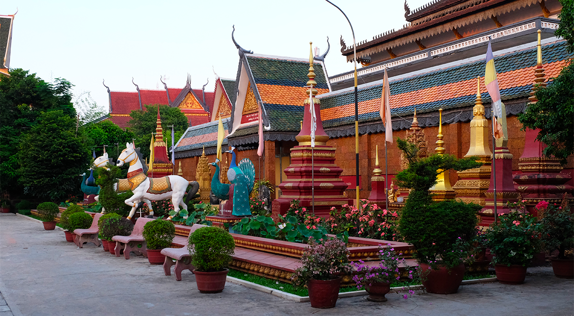 Photo du jardin d'une pagode de Siem Reap