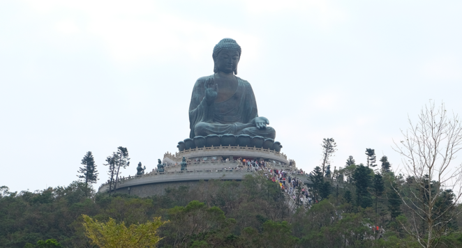 Photo du grand buddha sur l'île de Lantau 