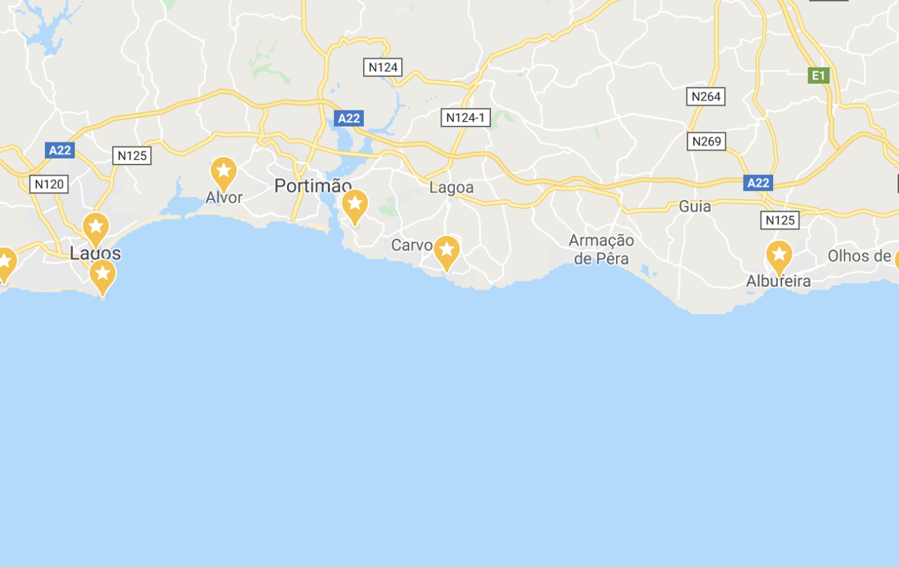 Capture d'écran de la map de la cote du Portugal